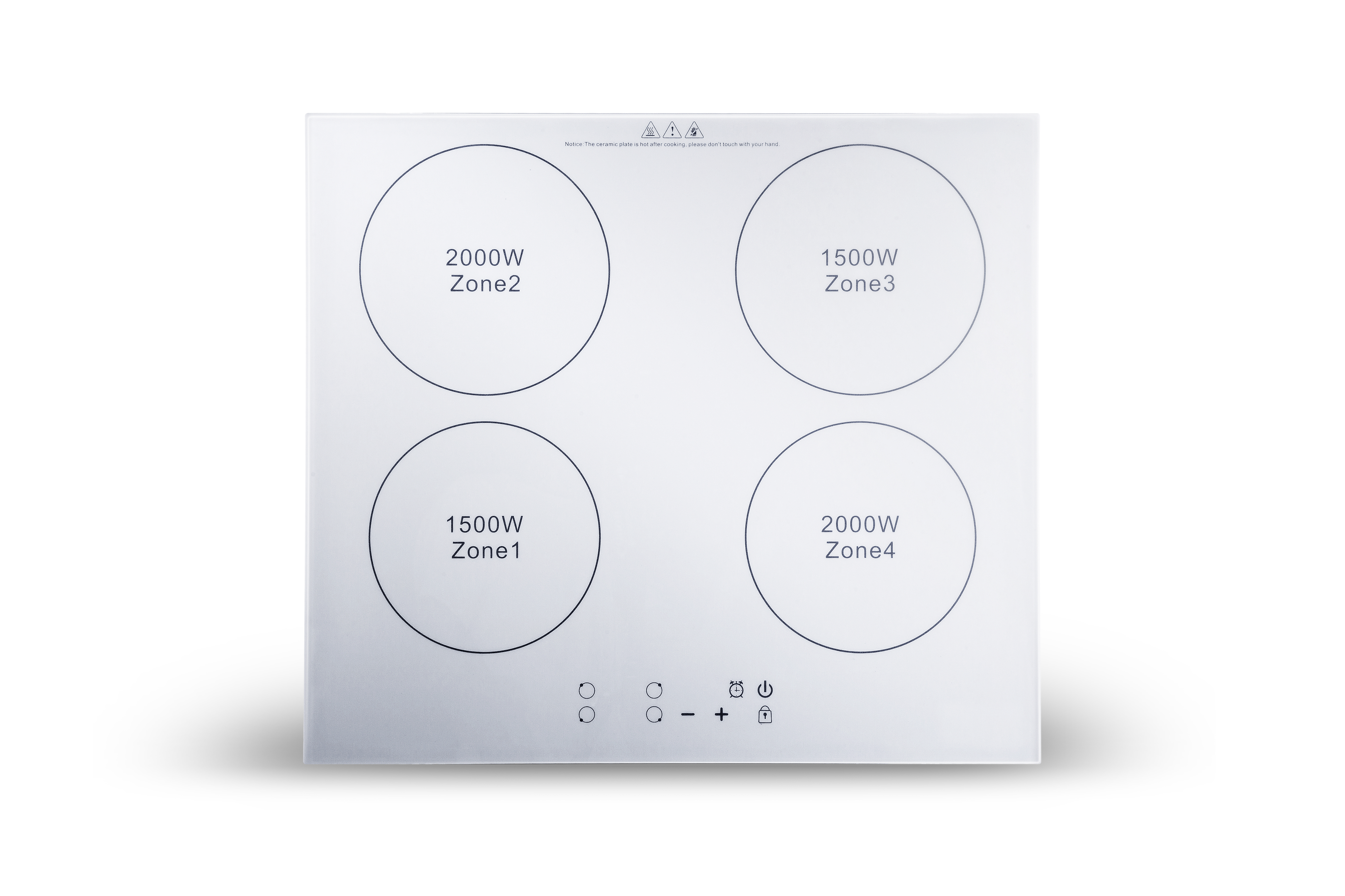 Table de cuisson à induction ultra fine 4 brûleurs intégrés 2000 W + 1500 W + 2000 W + 1300 W, minuterie de cuisson précise, espace de cuisson rapide et économie d'énergie, AM-D401R