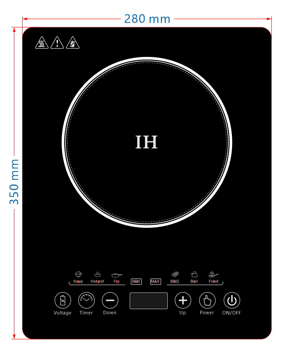 Table de cuisson à induction portable, plaque chauffante électrique, brûleur unique programmable avec écran tactile LED, contrôle de la température et arrêt automatique, 2000 watts, noir, AM-D116