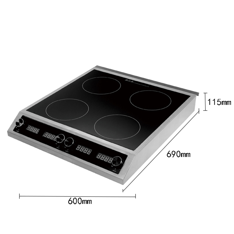 Table de cuisson à induction Chef à quatre brûleurs, entièrement certifiée, de qualité commerciale, portable, puissante 3 500 W + 1 500 W, surface en verre céramique incassable AM-CD401