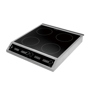 Table de cuisson à induction Chef à quatre brûleurs, entièrement certifiée, de qualité commerciale, portable, puissante 3 500 W + 1 500 W, surface en verre céramique incassable AM-CD401